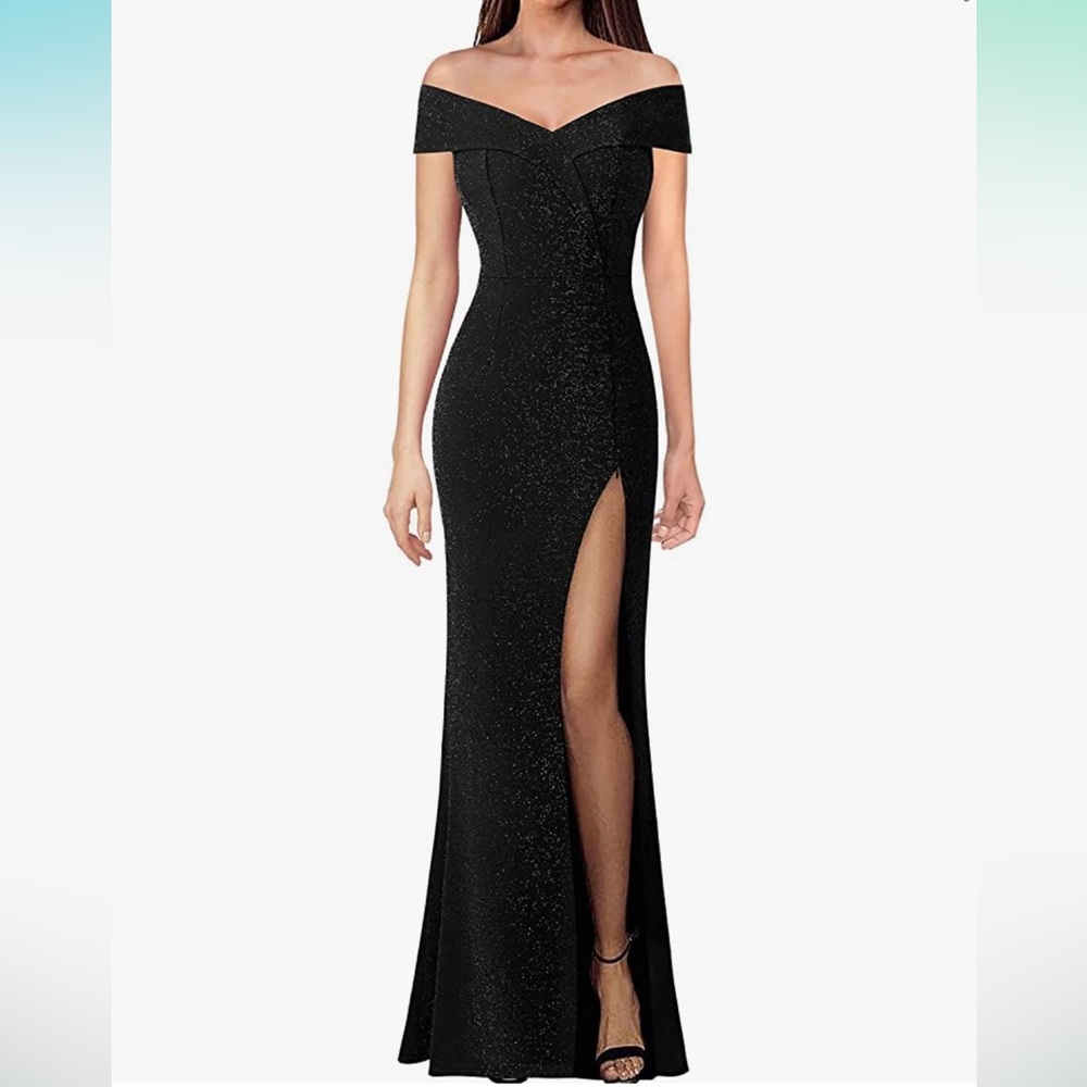 NWT Off Shoulder High Slit Formal Evening Maxi Dress